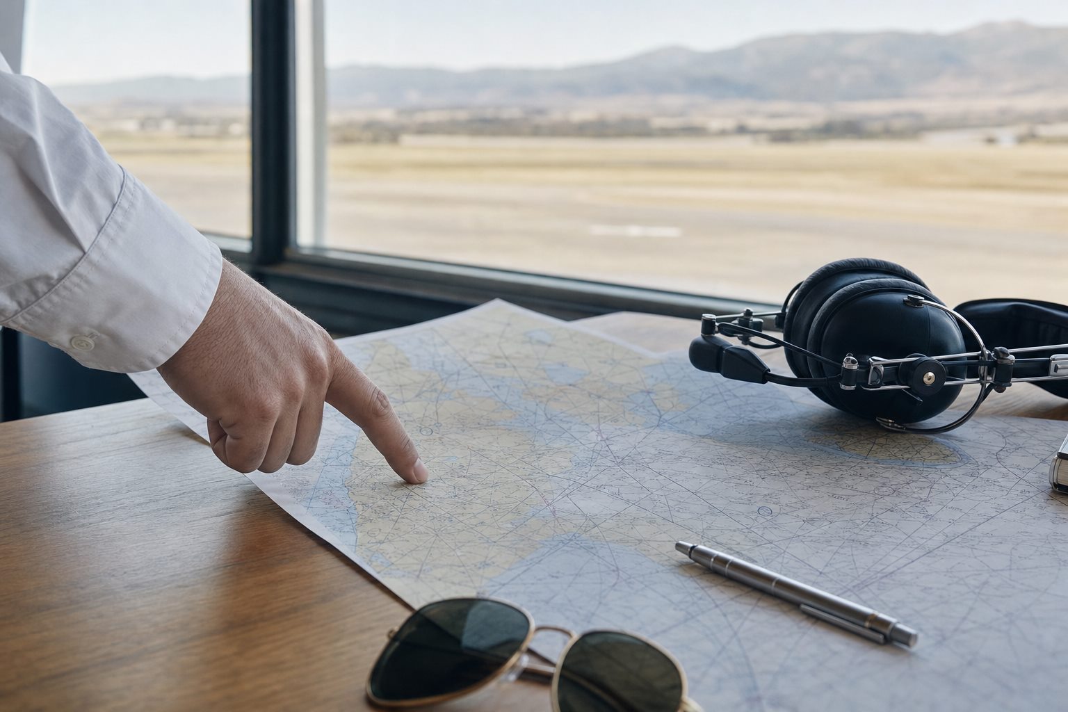 Aeronautical chart and pilot headset